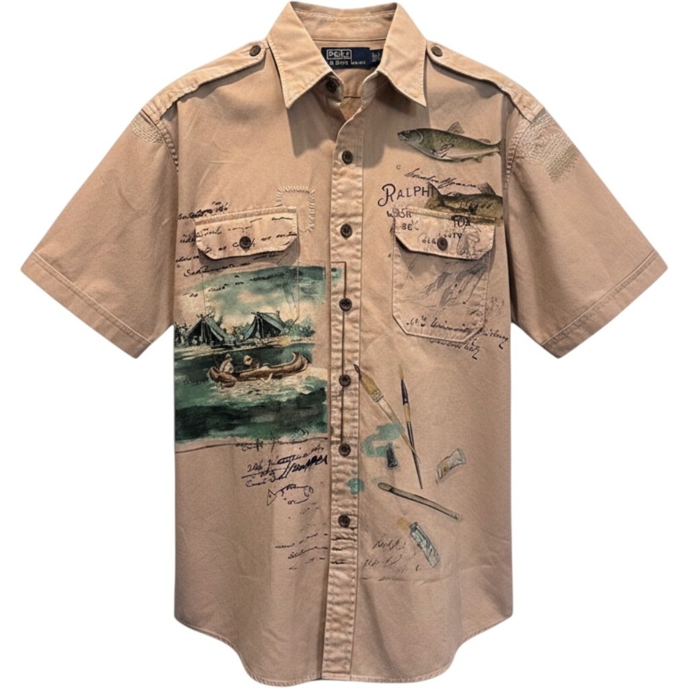 Vintage Polo Ralph Lauren Sportsman Fly Fishing size Large Shirt